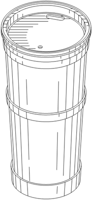 Titre : Exemple 1  Variantes dun dessin - Figure 1 - Description : La figure 1.1 dmontre une vue de perspective de la premire variante du Gobelet de voyage. Il y a un anneau circulaire 3D dans le haut, au milieu et dans le bas.