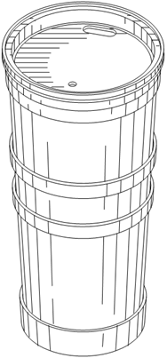 Titre : Exemple 1  Variantes dun dessin - Figure 2.1 - Description : La figure 2.1 dmontre une vue de perspective de la deuxime variante du Gobelet de voyage. Il y a un anneau circulaire 3D dans le haut, deux anneaux au milieu et un anneau dans le bas.
