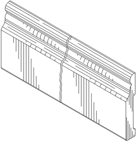 Titre : Exemple 12 - Double ligne sinusodale pour illustrer un objet dune longueur indfinie - Figure 1.1 - Description : La figure 1.1 montre une Moulure dcorative. Le bas est de forme rectangulaire alors que la partie du haut est plus mince et est dcore. La Moulure dcorative est coupe en deux par une double ligne sinusodale afin dillustrer la longueur indfinie.
