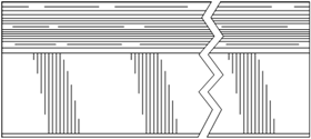 Titre : Example 13  Lignes denteles - Figure 1.1 - Description : La figure 1.1 montre un Profil de forme rectangulaire. Deux lignes denteles parallles coupent le Profil en deux afin de dmontrer que lobjet est dune longueur indfinie.
