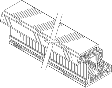 Titre : Exemple 14  Lignes parallles interrompues par un zigzag - Figure 1.1 - Description : La figure 1.1. montre un Profil de fentre avec de multiples indentations et cavits. Le Profil de fentre est coup en deux par deux lignes parallles interrompues par un zigzag afin dillustrer la longueur indfinie de lobjet.
