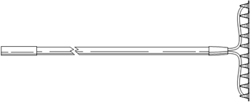 Titre : Exemple 18  Longueur variable dans une partie - Figure 1.1 - Description : Limage montre un Rteau. Le manche du Rteau est coup en deux avec deux lignes parallles en zigzag afin de dmontrer que le manche est dune longueur variable.
