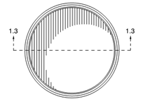 Titre : Exemple 20  Vue en coupe transversale - Figure 1.2 - Description : Limage montre une Rondelle de hockey.

La figure 1.2 est une vue de haut de la Rondelle de hockey. On peut voir que lintrieur est vide. Une ligne pointille est visible sur limage, dun cot  lautre de la rondelle, avec une rfrence  1.3 indiqu  chaque extrmit de la ligne pointille afin dillustrer une coupe transversale.
