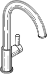 Titre : Exemple 22  Vue avec environnement - Figure 1.2 - Description : La figure 1.2 montre une vue de perspective du Robinet seulement (sans lvier). Lajutage du Robinet est de forme circulaire et la poigne se trouve du ct droit de la base.
