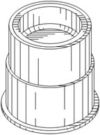 Titre : Exemple 25  Vues dployes et rtractes - Figure 1.2 - Description : Limage montre un Bouchon tlescopique rtractable qui consiste en trois parties qui peuvent tre dployes ou rtractes lune sur lautre. Le bas est la partie la plus large, ensuite le milieu et finalement le haut, qui est la partie la plus petite.

La figure 1.2 est une vue de perspective du Bouchon tlescopique rtractable dans une position semi-dploye/rtracte, ou seulement deux parties sont visibles (la partie du haut est rtracte).

