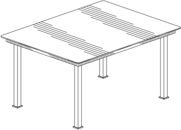Titre : Exemple 30  Dclaration limitant le dessin  une partie de lobjet - Figure 1.1 - Description : Cette image montre une vue de perspective dune Table rectangulaire avec quatre pieds. Il y a de lignes dombrage sur le plateau de la Table.
