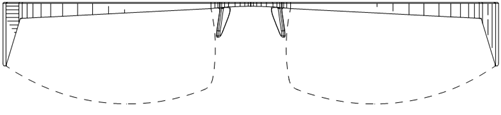 Titre : Exemple 31  Caractristiques illustres par des lignes pointilles ou discontinues - Figure 1.1 - Description : Cette image est une vue de face de Lunettes ou la monture est reprsent en lignes pleines. Les verres sont reprsents  laide de lignes pointilles afin dillustrer quils ne font pas partie du dessin.
