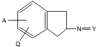 A chemical structure of a substituted indanimine.