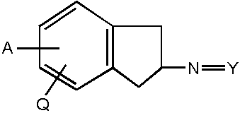 Une structure chimique d'un indanimine substitué.